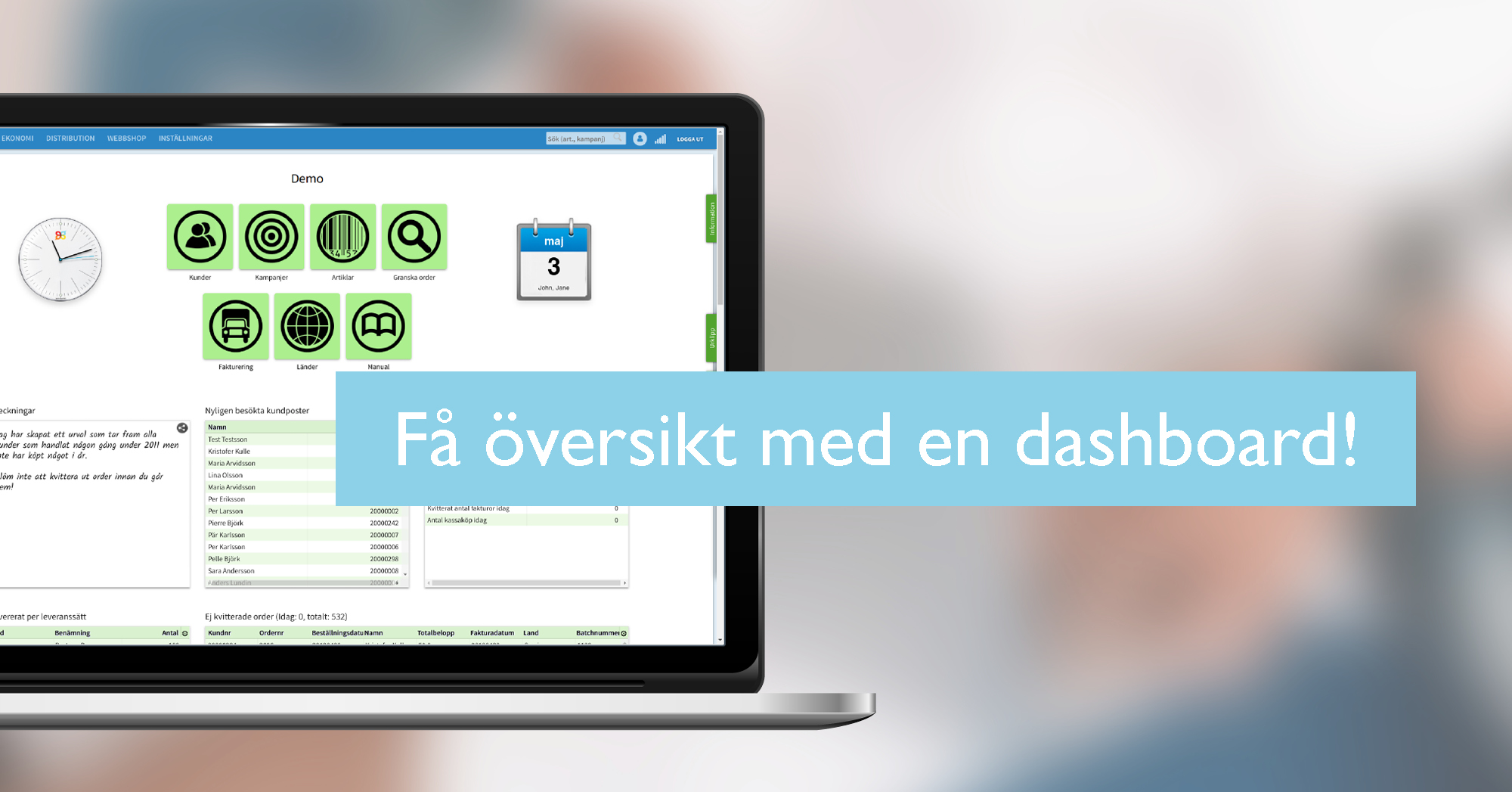 Dashboard i affärssystemet Nemo