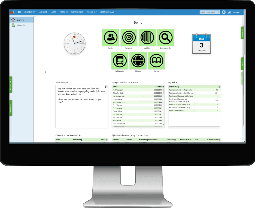 Dashboard i affärssystemet Nemo